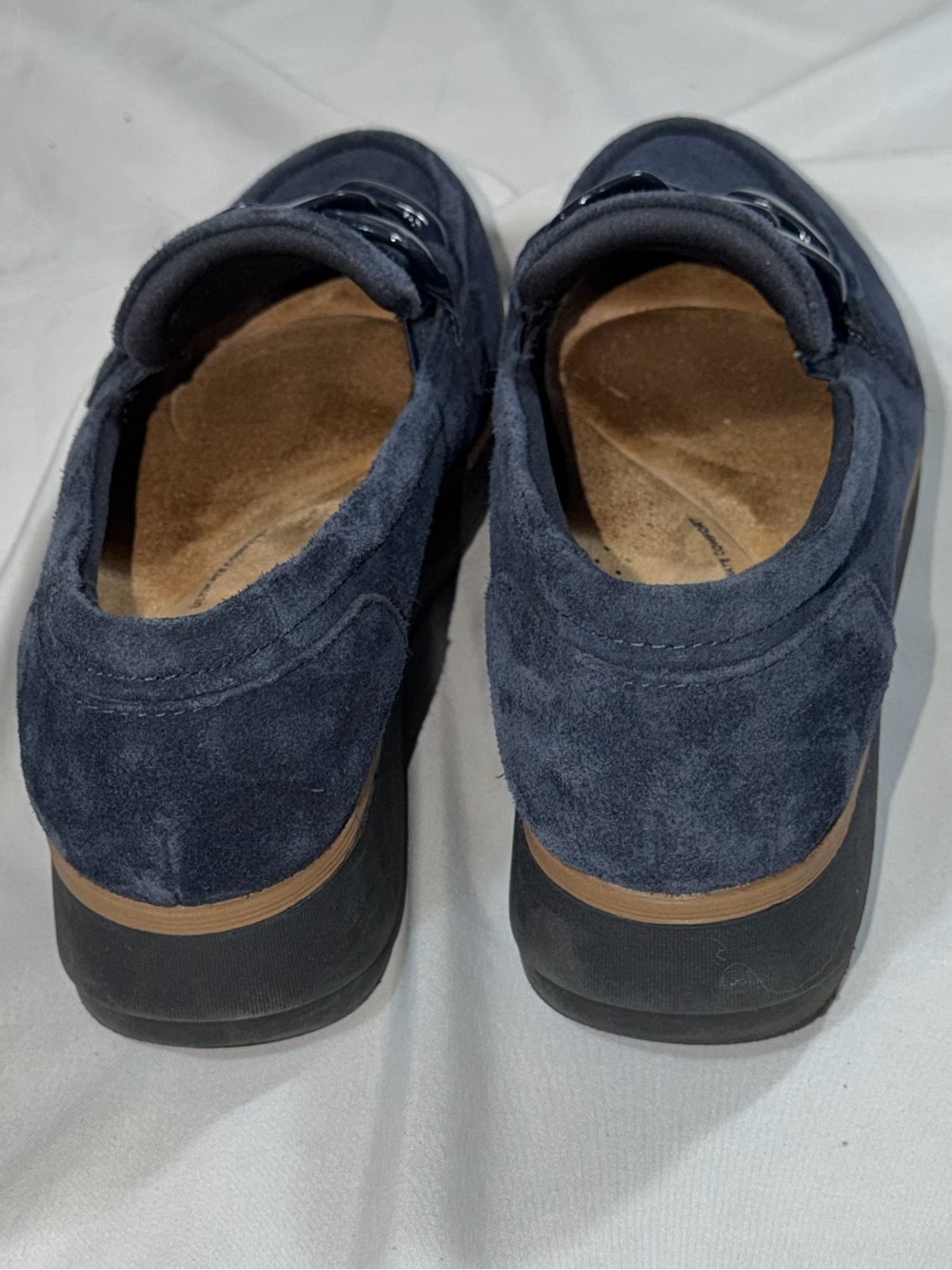 Clarks Zylah May Navy Suede Chain Platform Loafers Women’s 9.5M - Picture 6 of 11